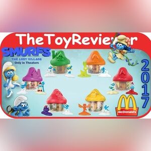 (9) Smurfs Lost Village Happy Meal Toy Bundle.